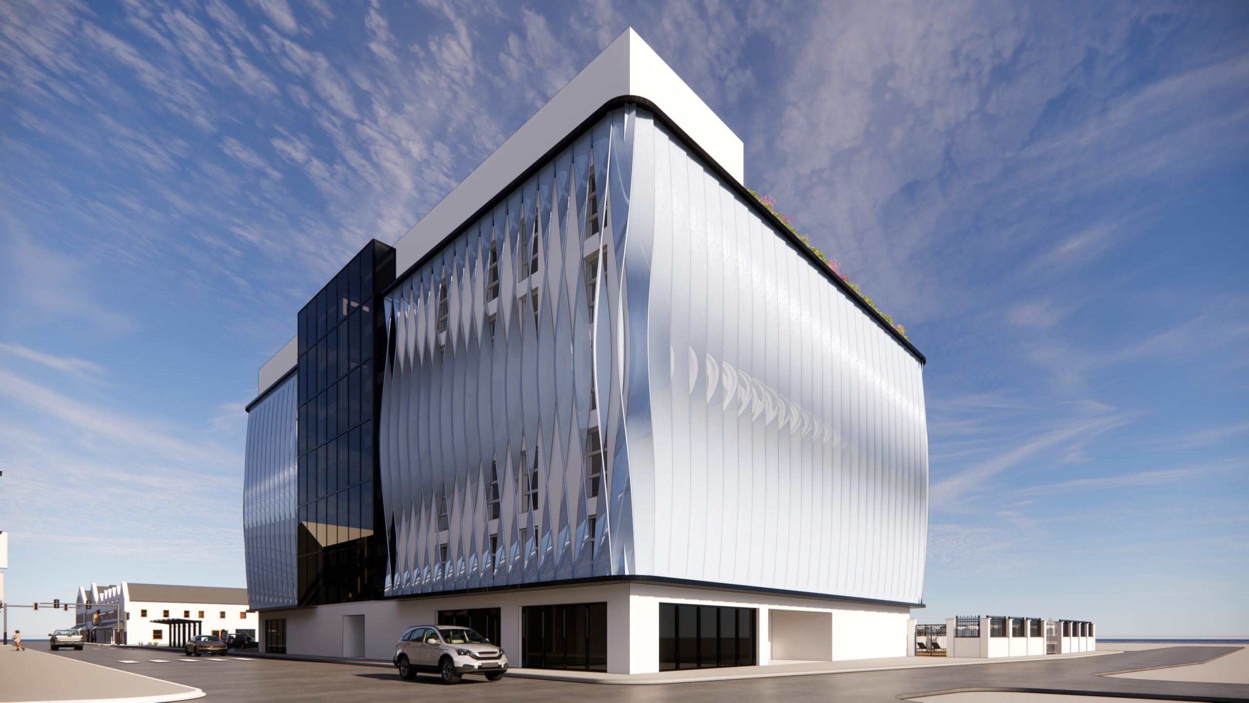 Modern glass-fronted commercial building designed by DesignConcepts